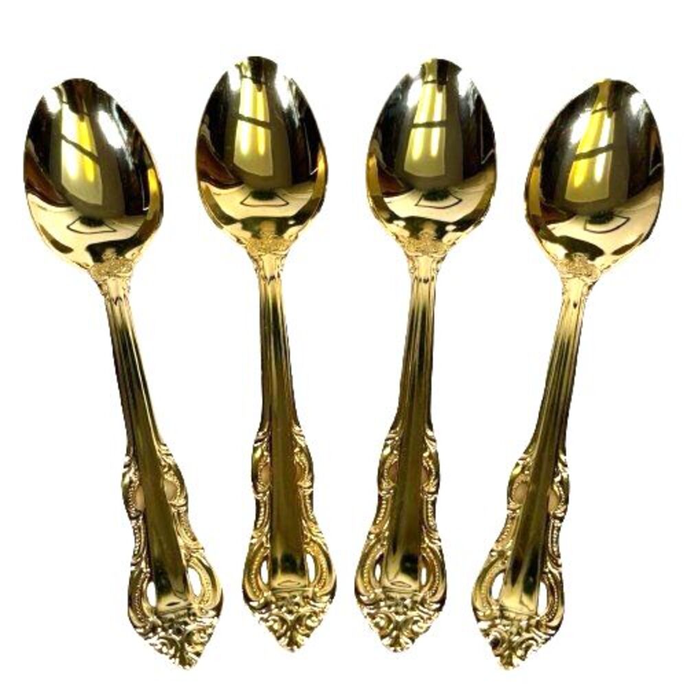 Set of 4 Four Towle Supreme KING ARTHUR GOLD Electroplate Teaspoons 6 1/8"